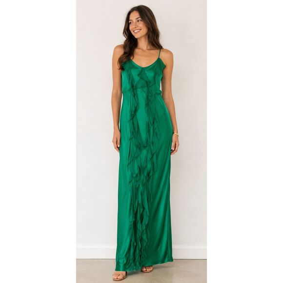 Maria Bianca Nero Dresses & Skirts - BEACH WEDDING Gorgeous Green Silk Mermaid Maxi Dress - Medium - Worn Once!